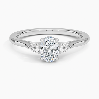 1/2 CT 3 Stone Lab Grown Diamond Solid Gold Engagement Ring
