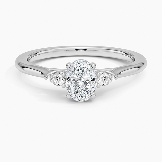 1/2 CT 3 Stone Lab Grown Diamond Solid Gold Engagement Ring