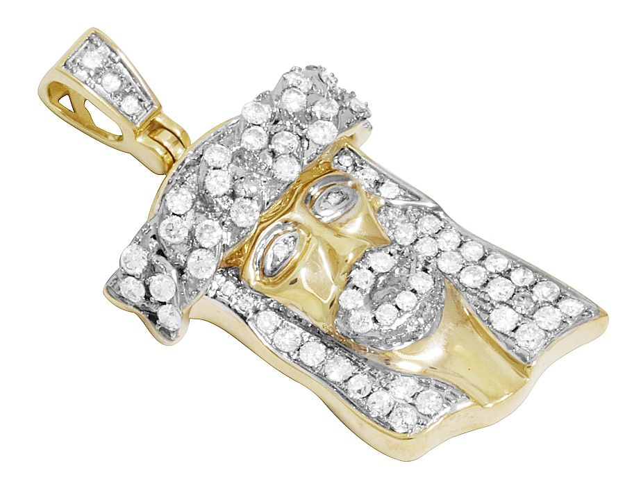 1.5 Inch Lab Grown Diamond Yellow Gold Jesus Pendant