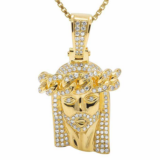 1.35 CTW Yellow Gold Lab Grown Diamond Jesus Pendant