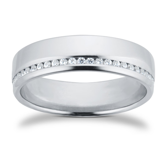 White Gold Channel Setting Lab Diamond Wedding Band