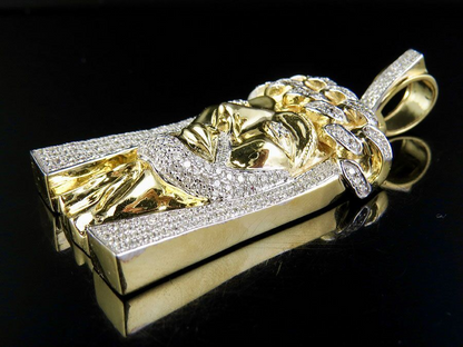 2 CTW Gold Lab Grown Diamond Cuban Link Jesus Pendant