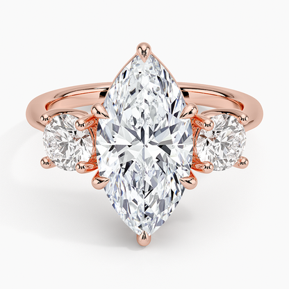 3 CT 3 Stone Lab Grown Diamond 18k Solid Gold Engagement Ring