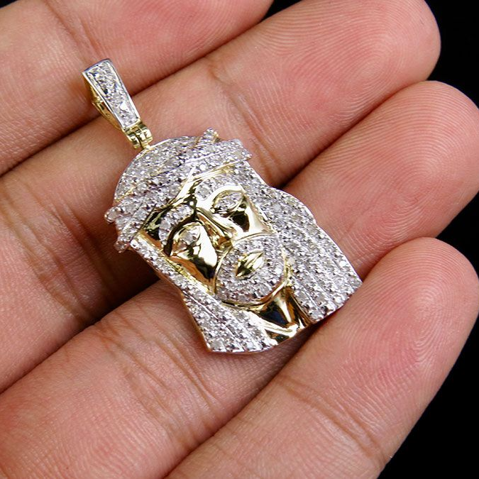 0.75 CTW Gold Lab Grown Diamond Jesus Pendant