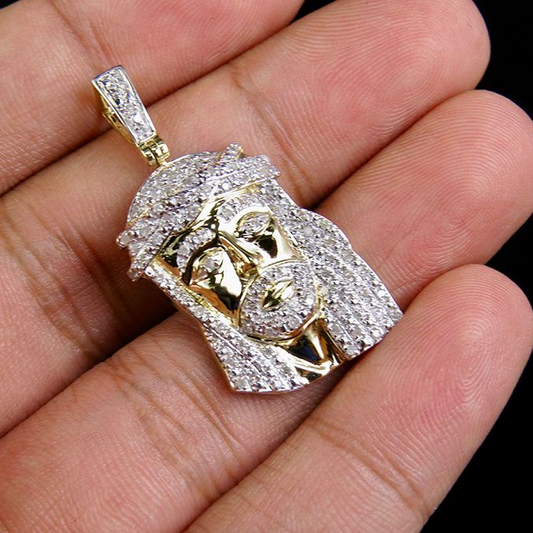 0.75 CTW Gold Lab Grown Diamond Jesus Pendant