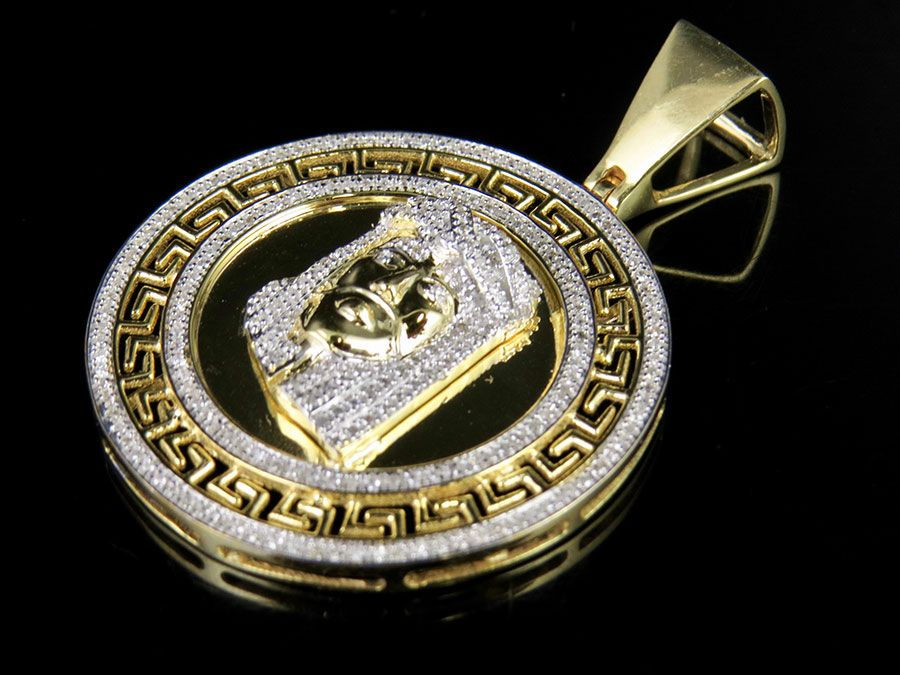 Medallion Bismark Jesus Gold Lab Grown Diamond Pendant