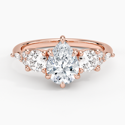 1 1/4 CT Lab Grown Diamond Pear Cut Cluster Engagement Ring