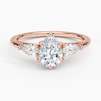 1 CT Pear Cut Lab Grown Diamond 3 Stone Engagement Ring