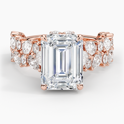 3 CT Lab Grown Diamond Emerald Cut Cluster Engagement Ring