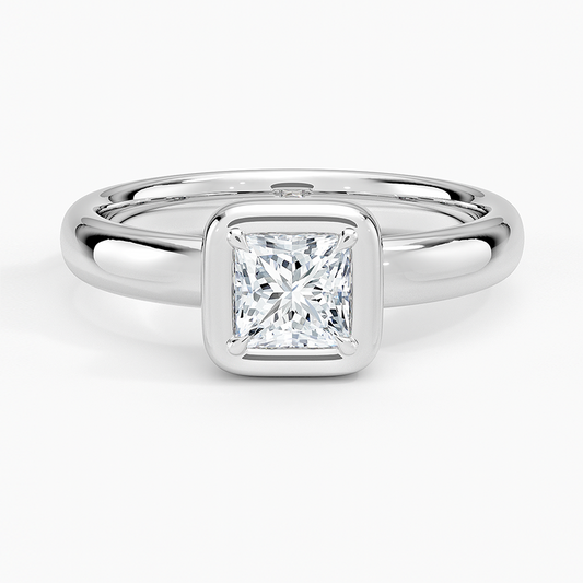 1/2 CT Lab Grown Diamond Bezel Set Solitaire Engagement Ring