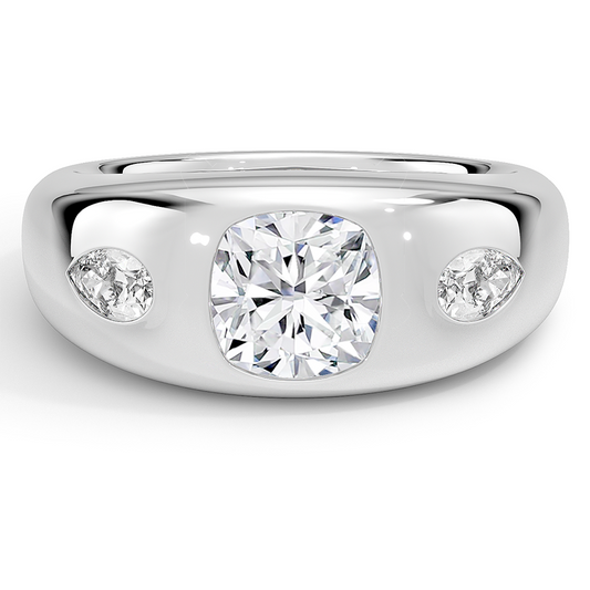 1 1/2 CT 18K Gold Lab Grown Diamond Dom Bezel Ring
