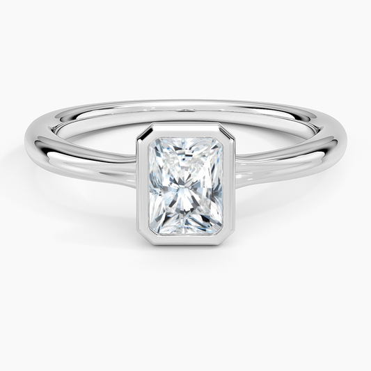 3/4 CT Radiant Cut Lab Grown Diamond Bezel Solitaire Ring