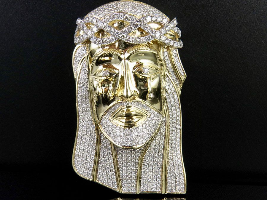 Crying Jesus Iced Out Lab Grown Diamond Pendant