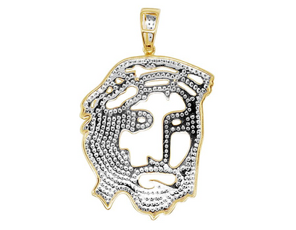 Jesus Digital Face Yellow Gold Lab Grown Diamond Pendant