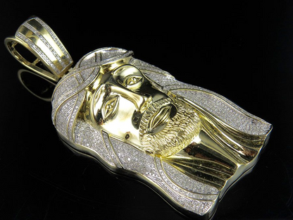 Iced Out Jesus Lab Grown Diamond Yellow Gold Pendant