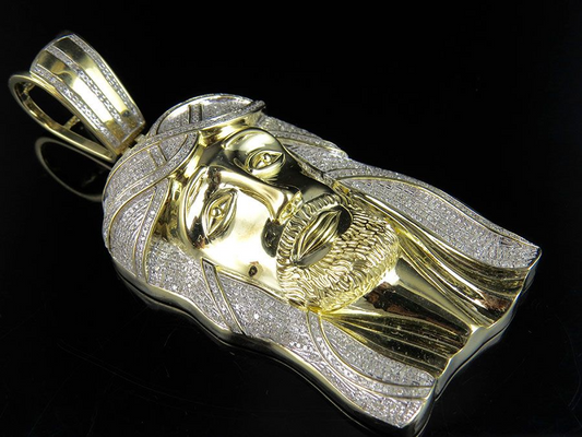 Iced Out Jesus Lab Grown Diamond Yellow Gold Pendant