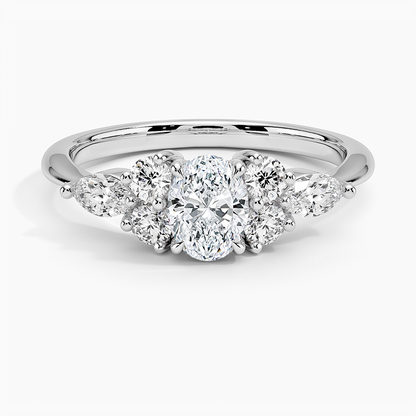 1/2 CT Lab Grown Diamond Cluster Engagement Ring