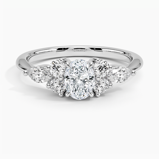1/2 CT Lab Grown Diamond Cluster Engagement Ring