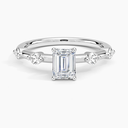 3/4 CT  Emerald Cut Lab Grown Diamond 18K Gold Ring