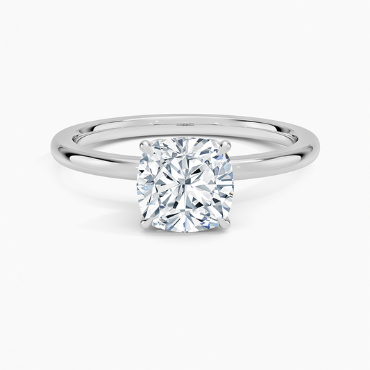 1 1/4 CT Cusion Cut Lab Grown Diamond Solitaire Ring