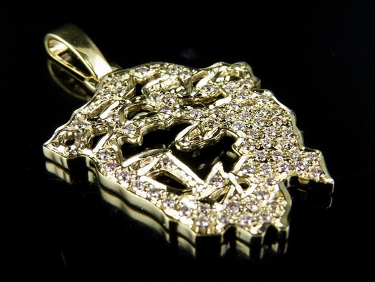 Jesus Face Cutout Lab Grown Diamond Gold Pendant