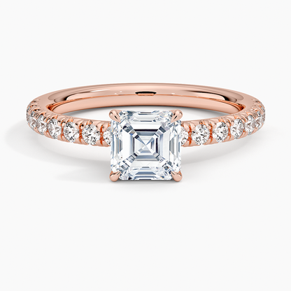 1 CT Asscher Cut Lab Grown Diamond Solid Gold Ring