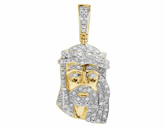 1.3 Inch Yellow Gold Lab Grown Diamond Jesus Pendant