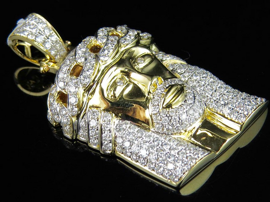 Cuban Link Jesus Crown Lab Grown Diamond Pendant