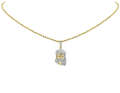 Lab Grown Diamond Yellow Gold Jesus Pendant Chain Set