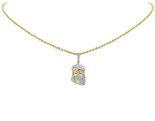 Lab Grown Diamond Yellow Gold Jesus Pendant Chain Set