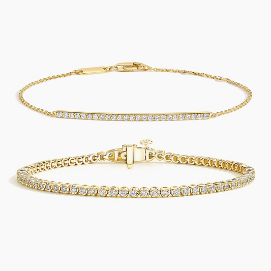 7 inch Minimalist Lab Grown Diamond Bracelet Set