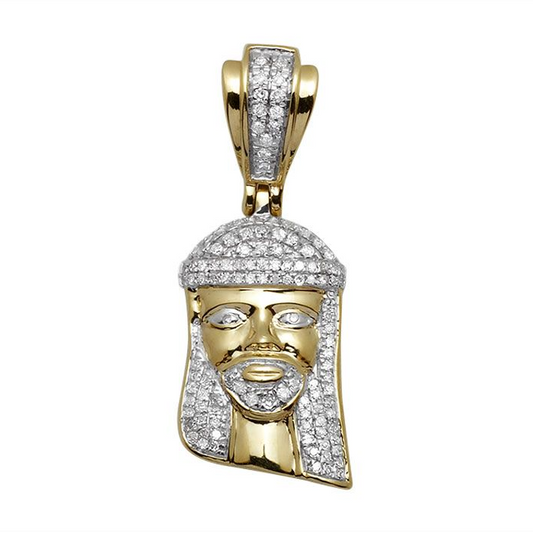 Unisex Mini Jesus Face Lab Grown Diamond Pendant