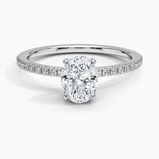 3/4 CT Half Eternity Oval Cut Lab Grown Diamond Ring