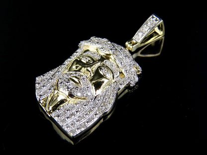 0.75 CTW Gold Lab Grown Diamond Jesus Pendant