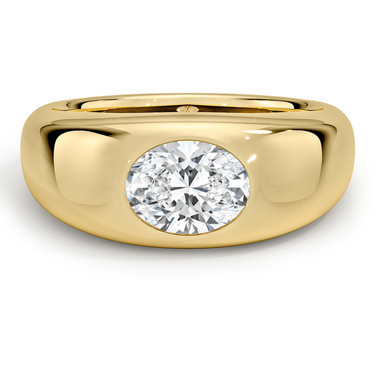 1 CT Lab Grown Diamond Bezel Dom Solitaire Engagement Ring
