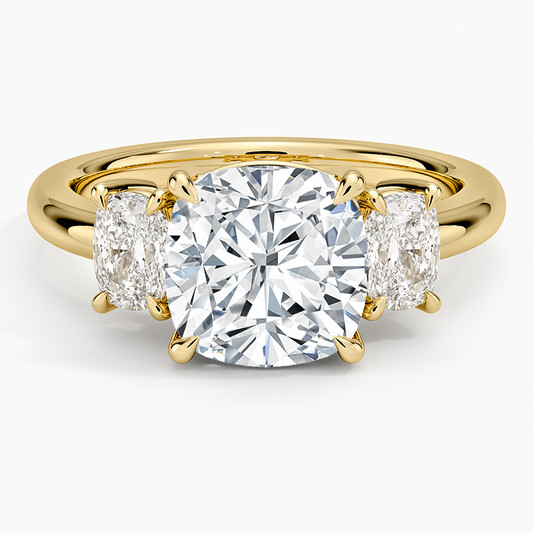 2 1/2 CT Cushion Cut Lab Grown Diamond 3 Stone Ring