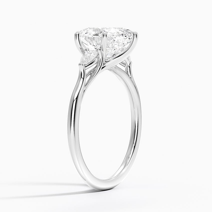 2 1/2 CT Oval Cut Lab Grown Diamond Three Stone Engagement Ring
