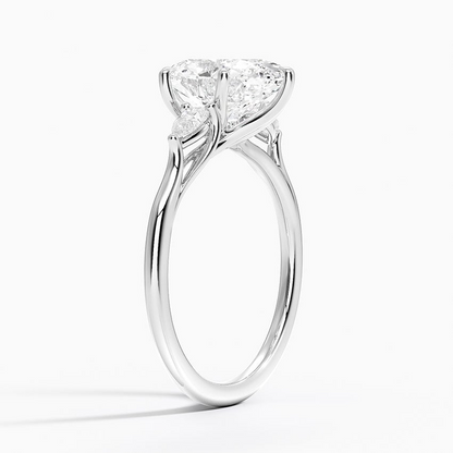 2 1/2 CT Oval Cut Lab Grown Diamond Three Stone Engagement Ring
