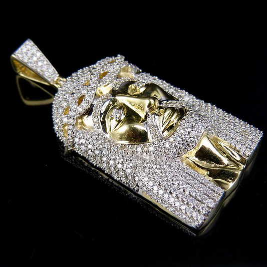 10K Yellow Gold Lab Grown Diamond Jesus Pendant