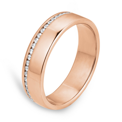 Channel Setting Rose Gold Lab Diamond Wedding Band