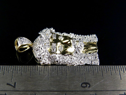 10K Yellow Gold Lab Grown Diamond Jesus Face Pendant