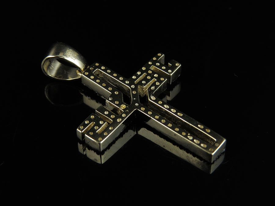 Jesus Cross Yellow Gold Lab Grown Diamond Pendant