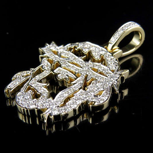 Jesus Face Cutout Gold Lab Grown Diamond Pendant