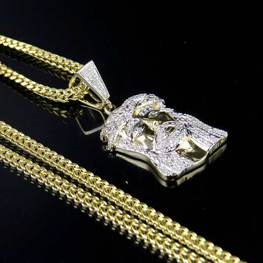 Jesus Chain Gold Lab Grown Diamond Pendant