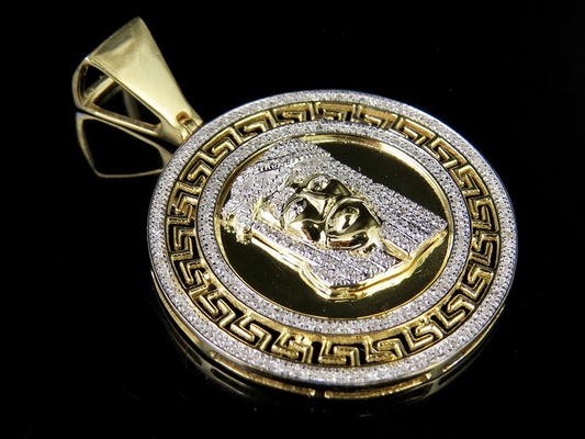 Medallion Bismark Jesus Gold Lab Grown Diamond Pendant
