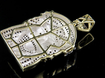 10K Gold Black Onyx Lab Grown Diamond Jesus Pendant