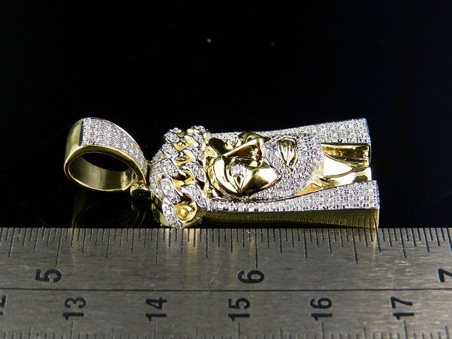 Jesus Crown Cuban Link CVD Diamond Yellow Gold Pendant