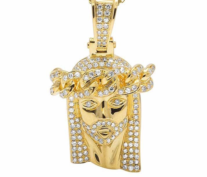 1.35 CTW Yellow Gold Lab Grown Diamond Jesus Pendant