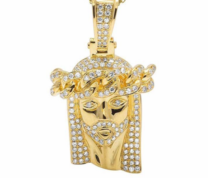 1.35 CTW Yellow Gold Lab Grown Diamond Jesus Pendant