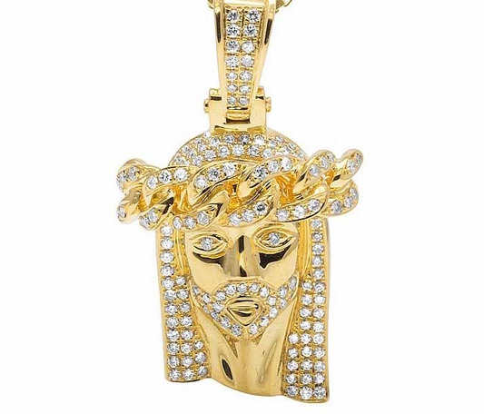 1.35 CTW Yellow Gold Lab Grown Diamond Jesus Pendant